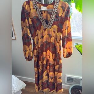 New - Women’s Dixie Floral Print Satin 3/4 Sleeve Midi Dress - Sz Small